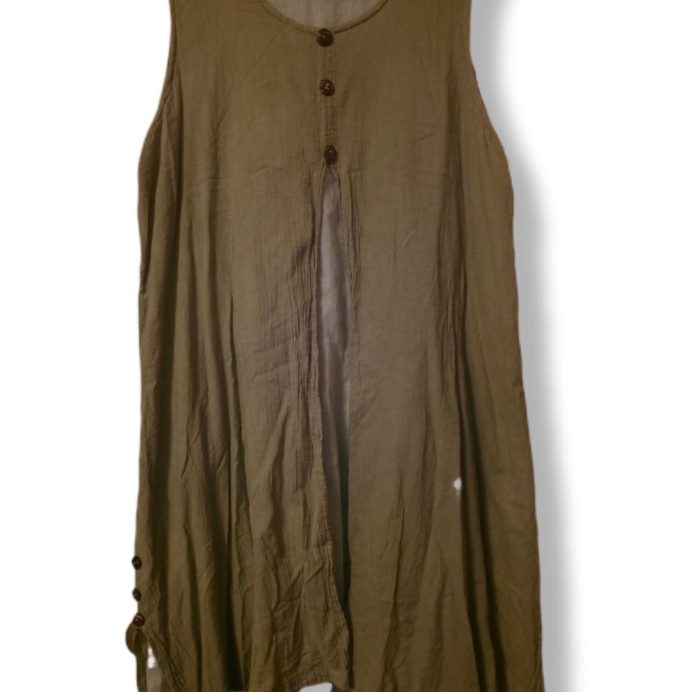 Unbranded Size M Sleeveless 100% Cotton Open Front Tunic